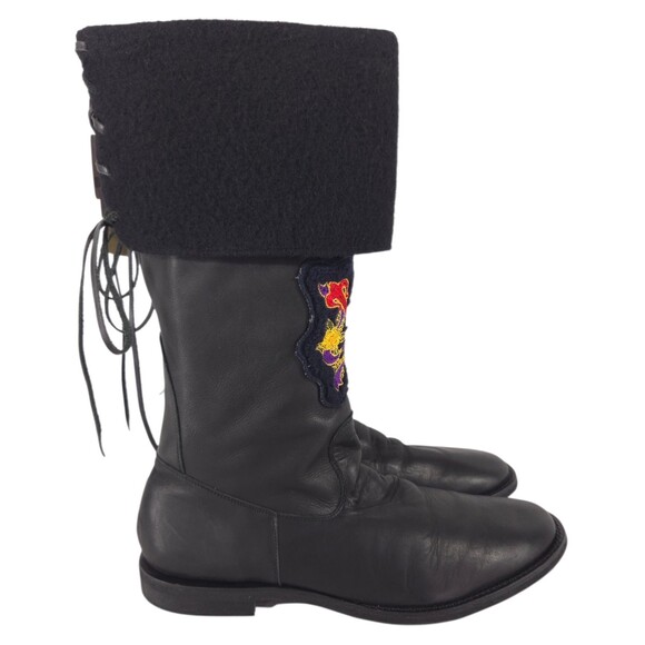 Yohji Yamamoto Pour Homme Embroidered Wool Cuff Boots US 11 EU 44 Black $1850 main image 14